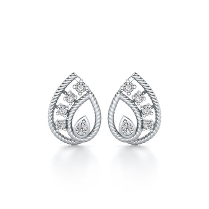 Sparkle Flame Silver Earrings - White Gold - Image 1