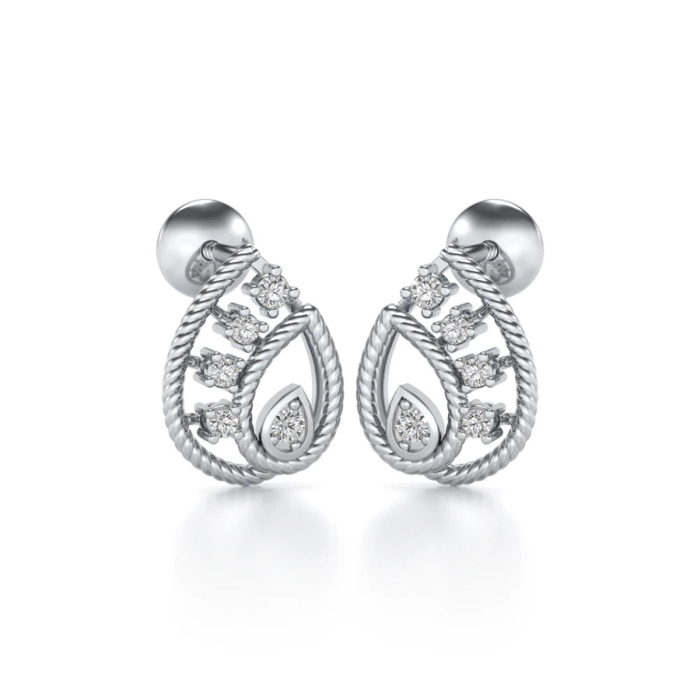 Sparkle Flame Silver Earrings - White Gold - Image 2