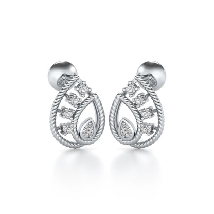Sparkle Flame Silver Earrings - White Gold - Image 2