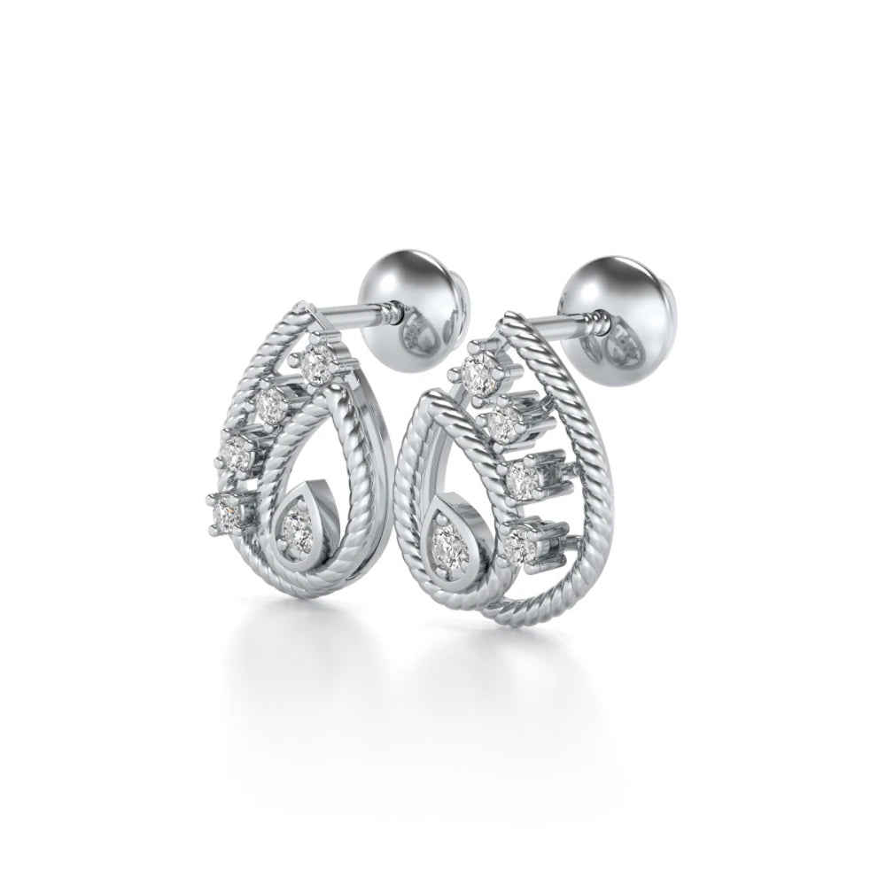 Sparkle Flame Silver Earrings - White Gold - Image 3