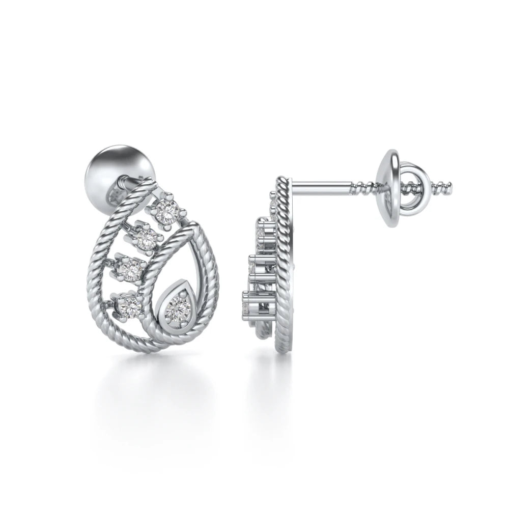 Sparkle Flame Silver Earrings - White Gold - Image 4