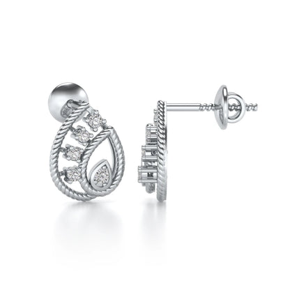 Sparkle Flame Silver Earrings - White Gold - Image 4