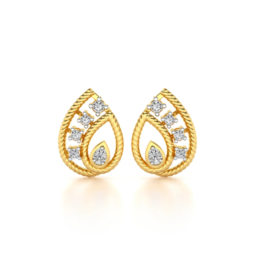 Sparkle Flame Silver Earrings - Yellow Gold - Image 1