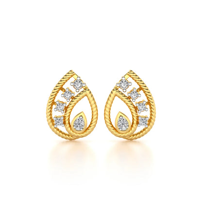Sparkle Flame Silver Earrings - Yellow Gold - Image 1