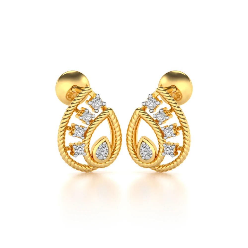 Sparkle Flame Silver Earrings - Yellow Gold - Image 2
