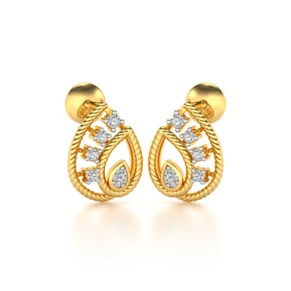 Sparkle Flame Silver Earrings - Yellow Gold - Image 2
