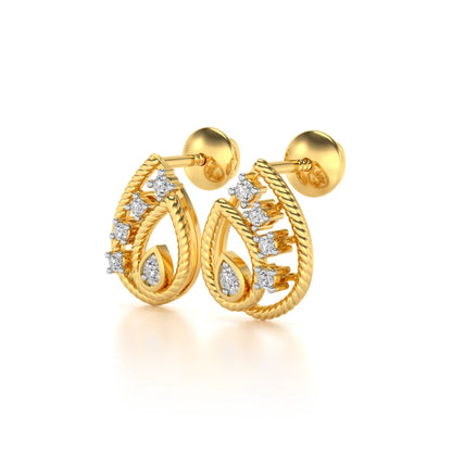Sparkle Flame Silver Earrings - Yellow Gold - Image 3