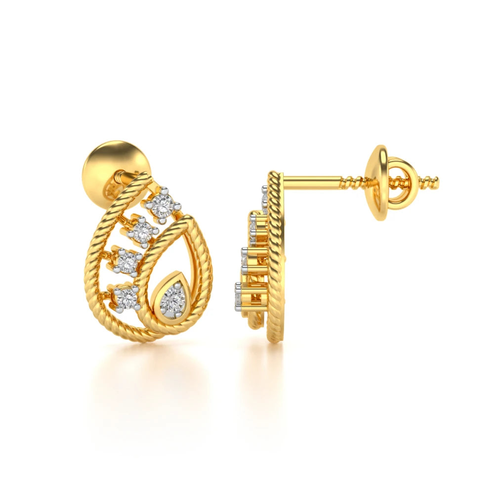 Sparkle Flame Silver Earrings - Yellow Gold - Image 4