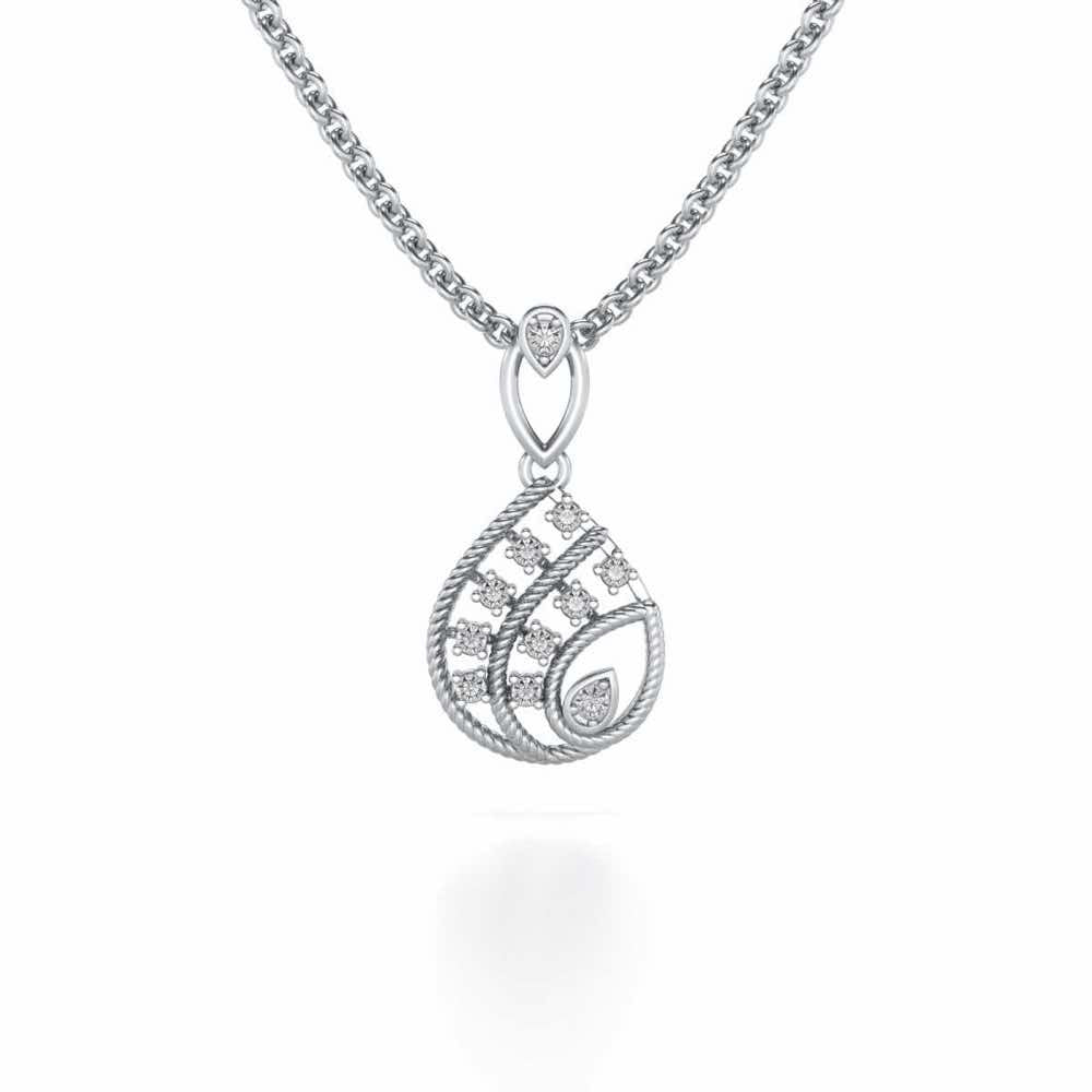 Sparkle Flame Silver Pendant - White Gold - Image 1