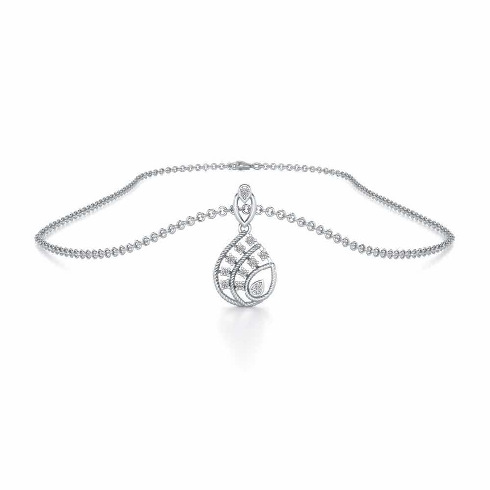Sparkle Flame Silver Pendant - White Gold - Image 3