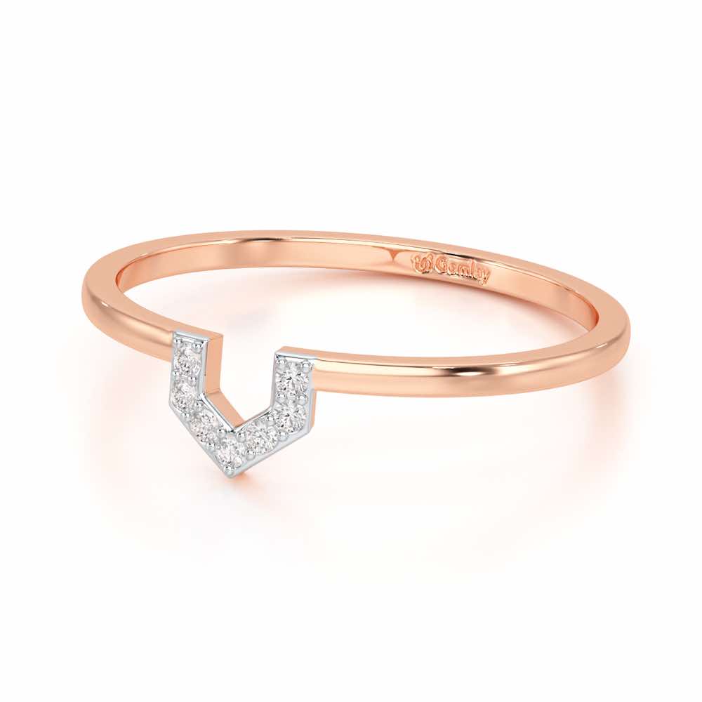 Sparkle Pointer Silver Ring - Rose Gold - Image 2