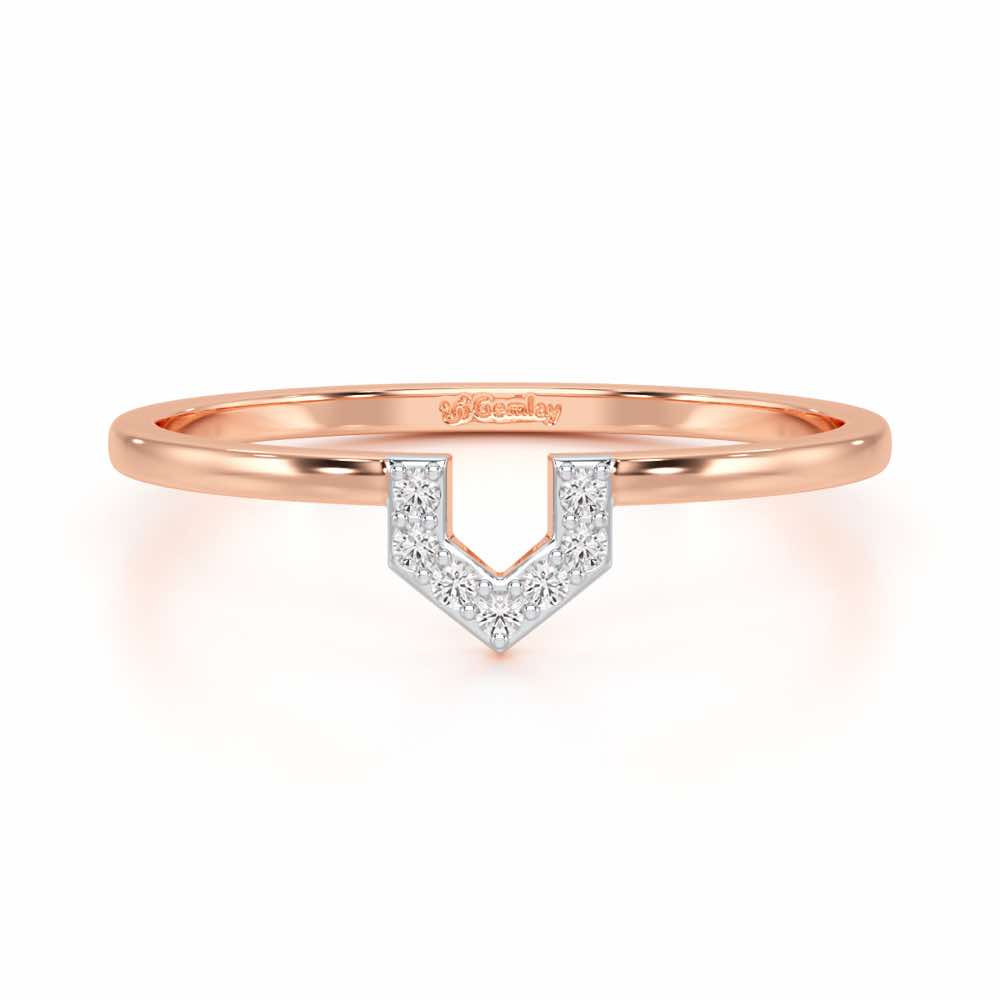 Sparkle Pointer Silver Ring - Rose Gold - Image 4