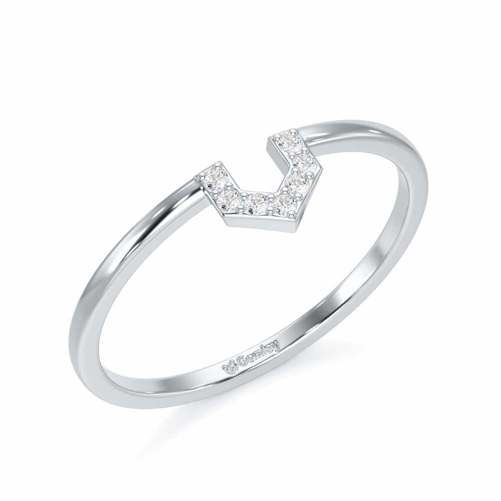 Sparkle Pointer Silver Ring - White Gold - Image 1