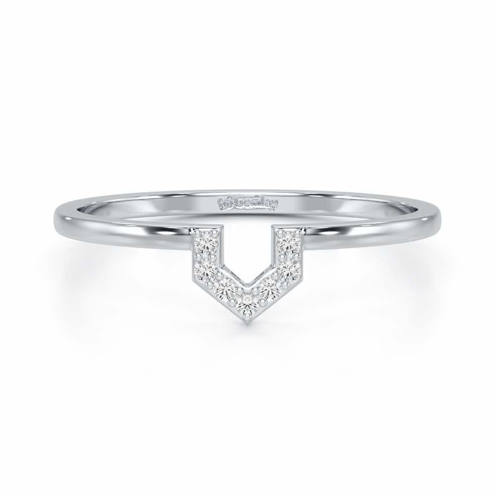 Sparkle Pointer Silver Ring - White Gold - Image 4