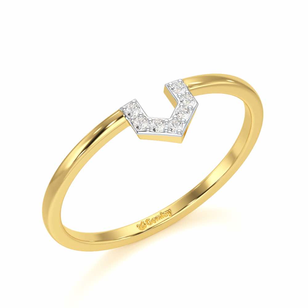 Sparkle Pointer Silver Ring - Yellow Gold - Image 1