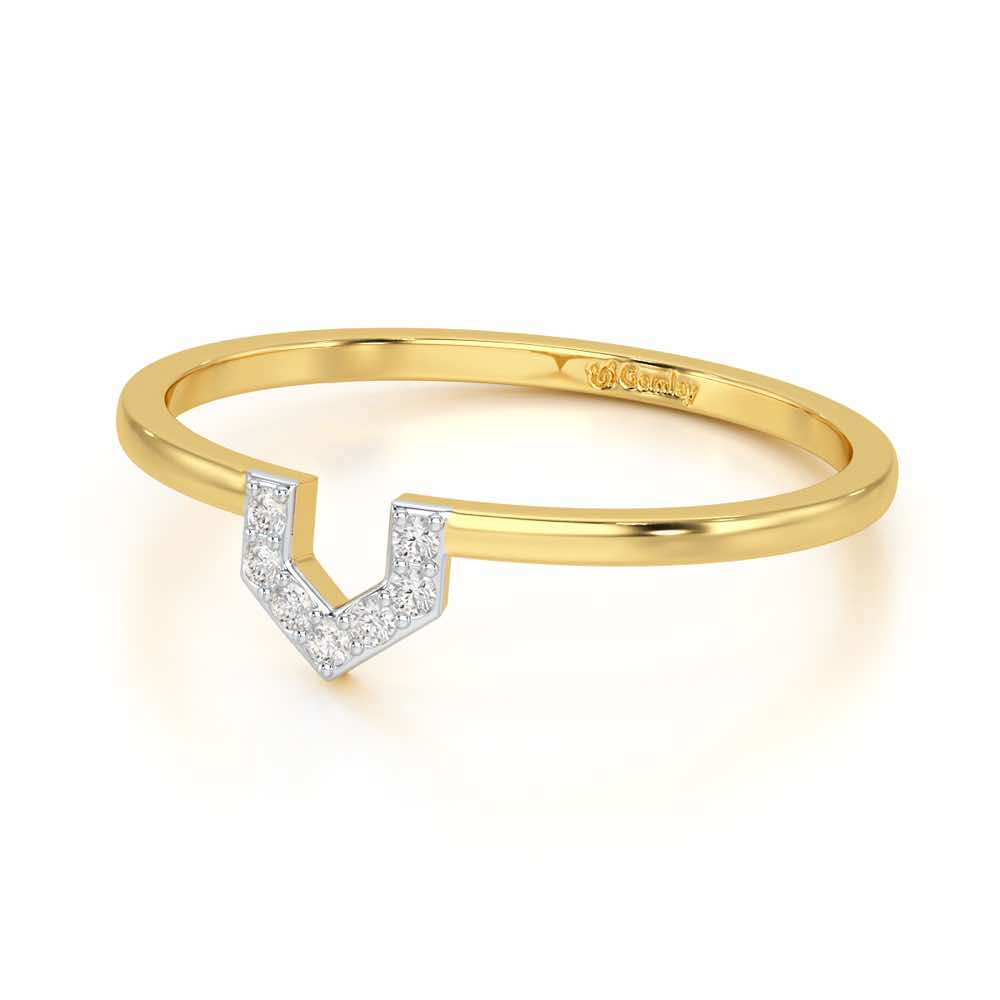 Sparkle Pointer Silver Ring - Yellow Gold - Image 2