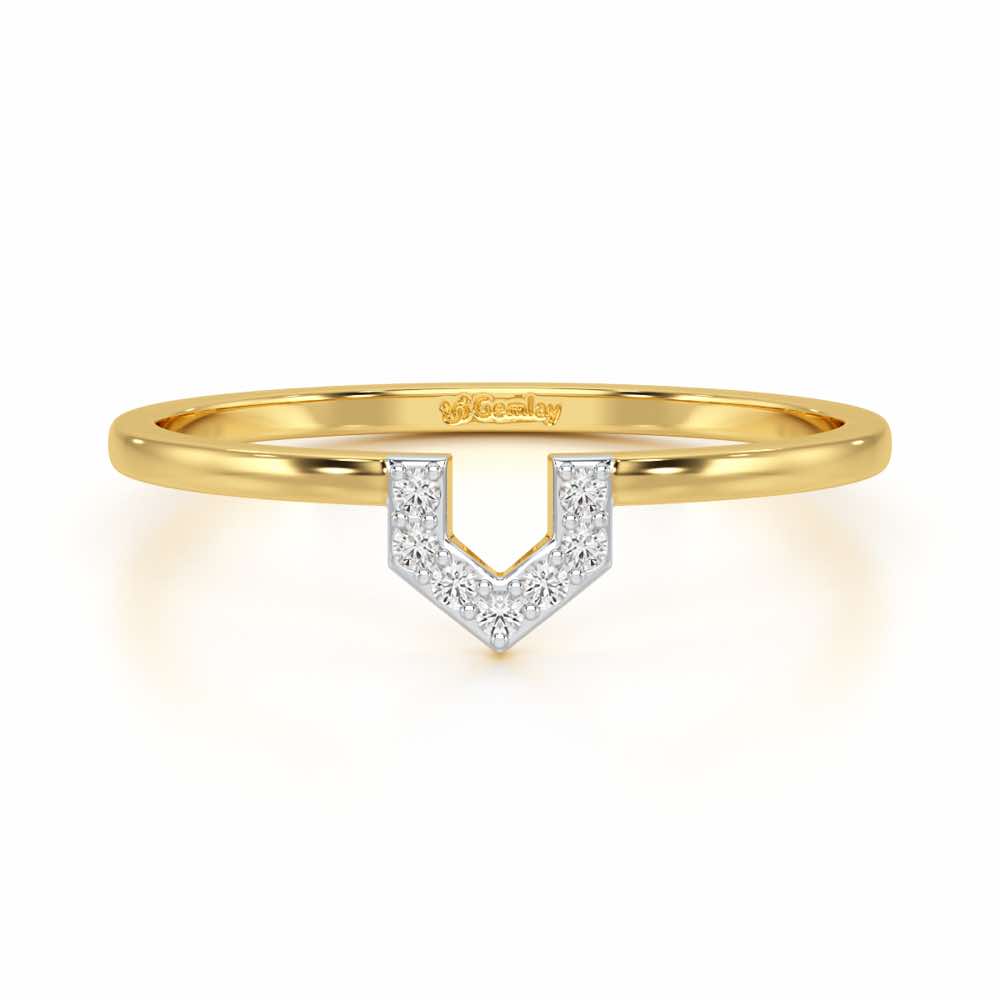 Sparkle Pointer Silver Ring - Yellow Gold - Image 4