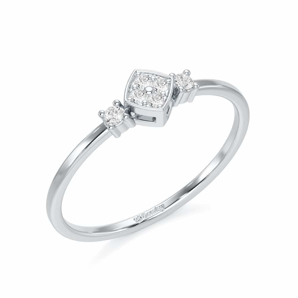 Sparkle Slim Silver Ring - White Gold - Image 1