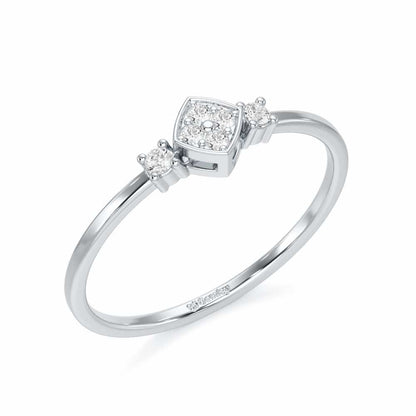 Sparkle Slim Silver Ring - White Gold - Image 1