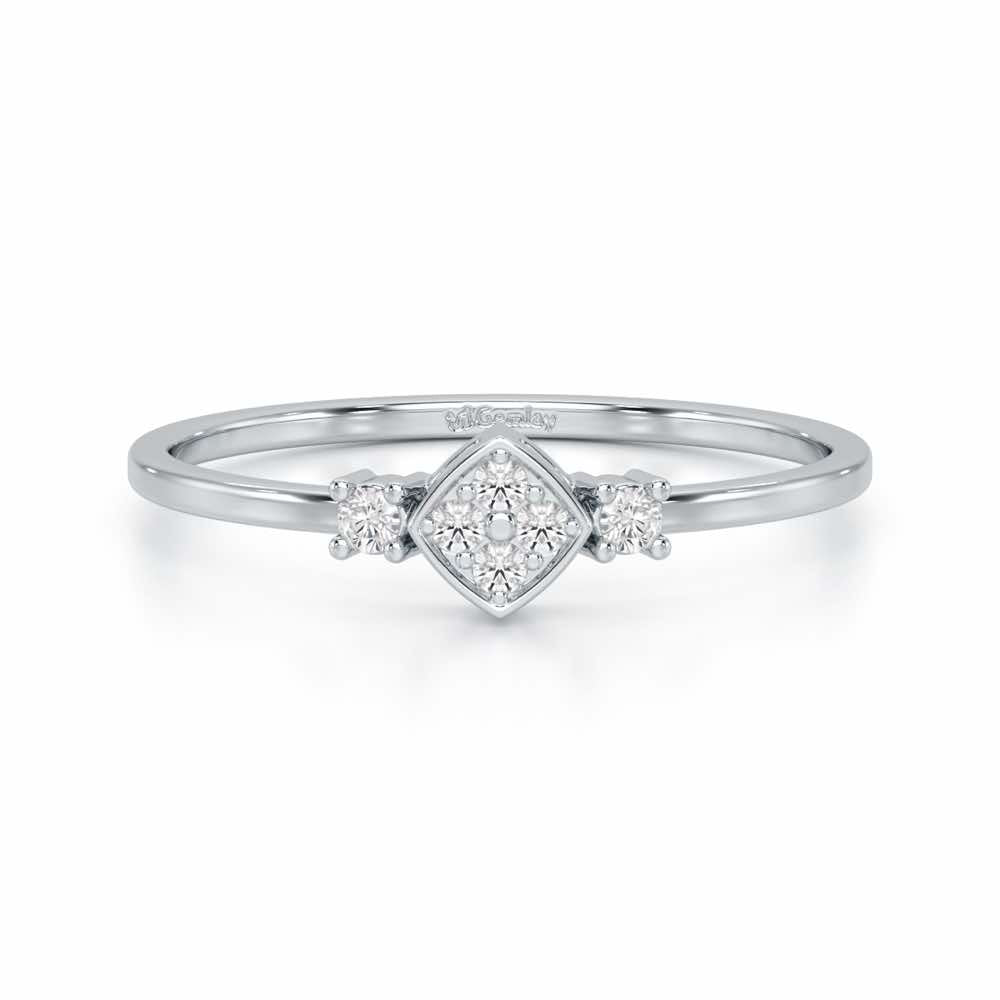 Sparkle Slim Silver Ring - White Gold - Image 4