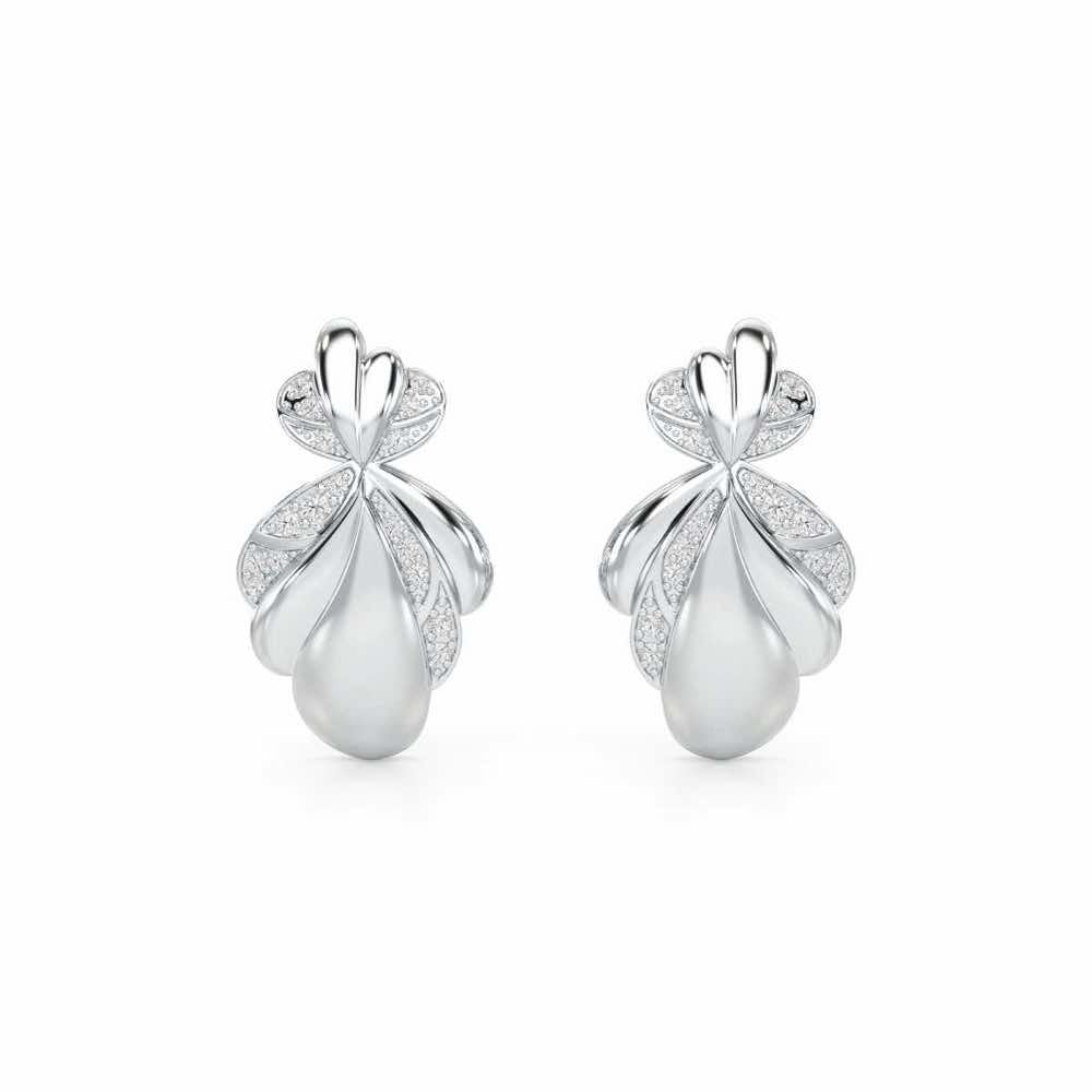 Sparkling Cascade Silver Earrings - White Gold - Image 1