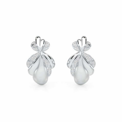 Sparkling Cascade Silver Earrings - White Gold - Image 1