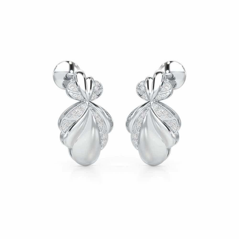 Sparkling Cascade Silver Earrings - White Gold - Image 2