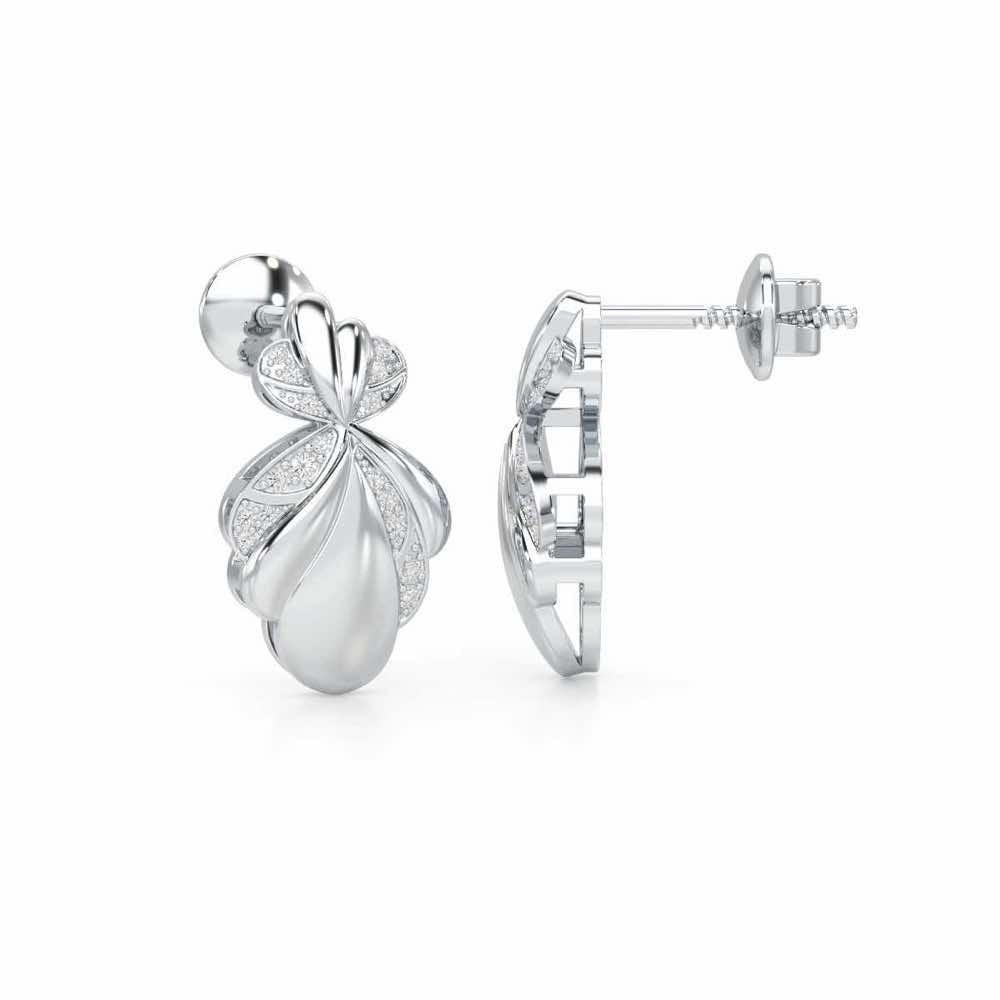 Sparkling Cascade Silver Earrings - White Gold - Image 4