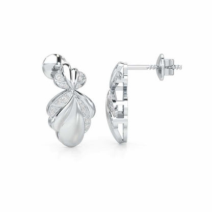 Sparkling Cascade Silver Earrings - White Gold - Image 4