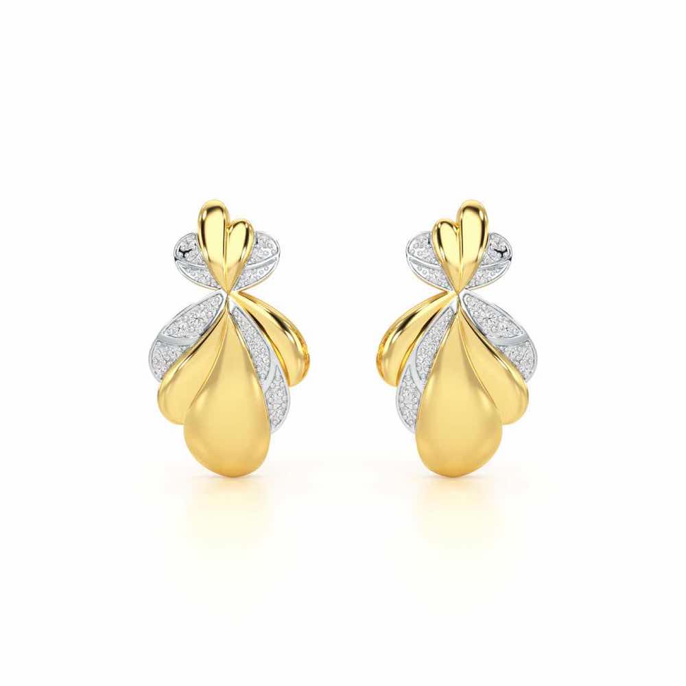 Sparkling Cascade Silver Earrings - Yellow Gold - Image 1
