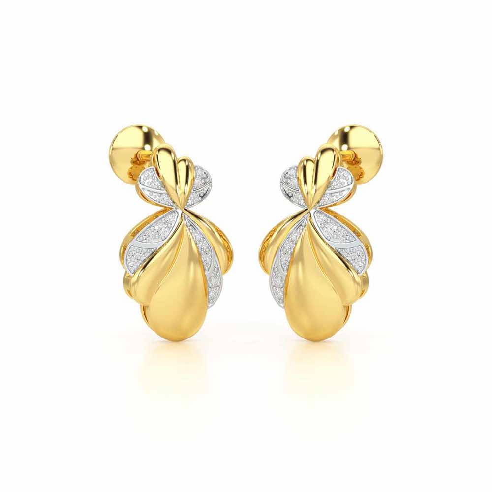 Sparkling Cascade Silver Earrings - Yellow Gold - Image 2