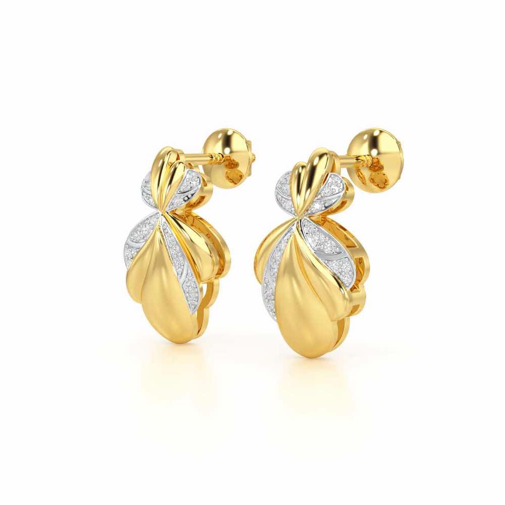 Sparkling Cascade Silver Earrings - Yellow Gold - Image 3