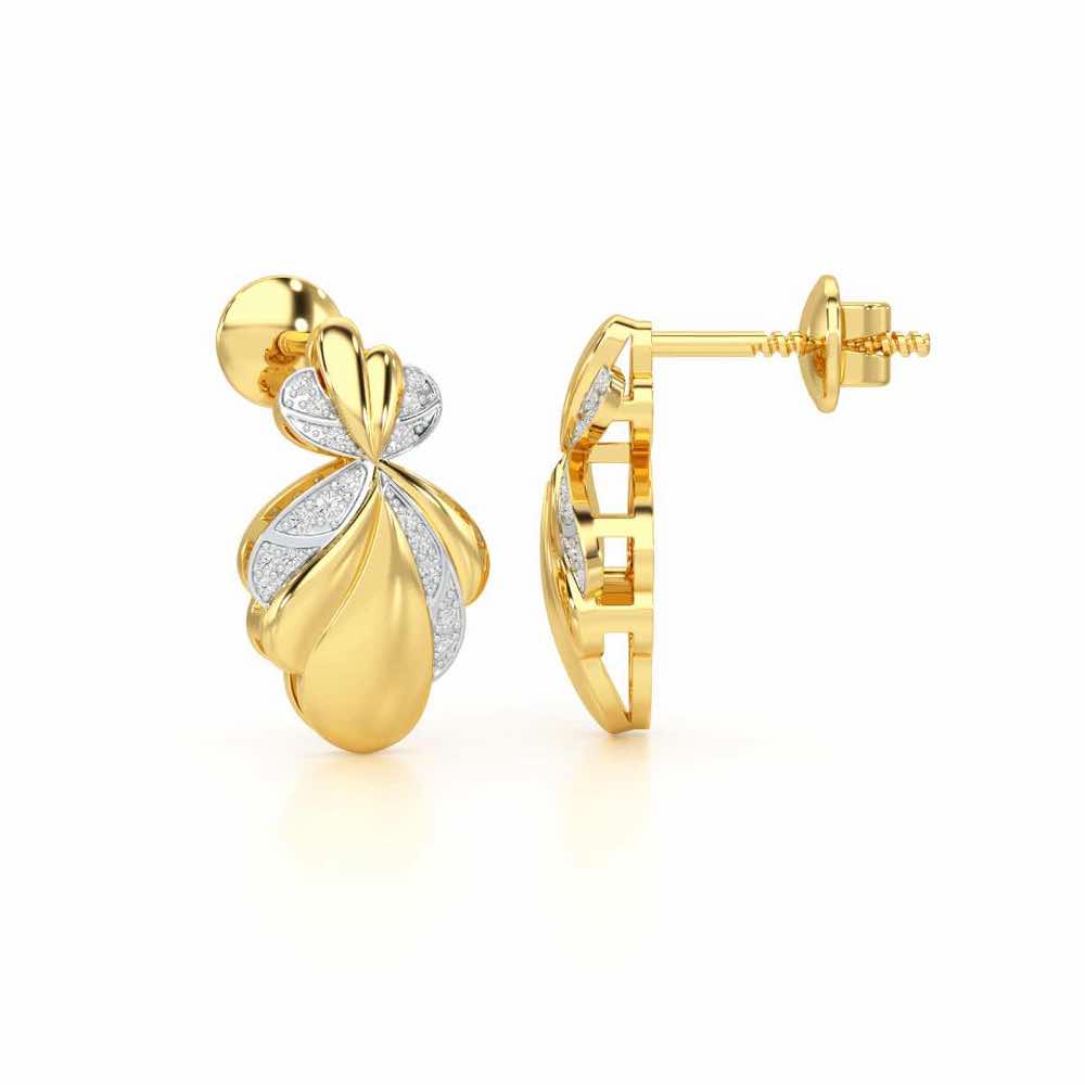 Sparkling Cascade Silver Earrings - Yellow Gold - Image 4