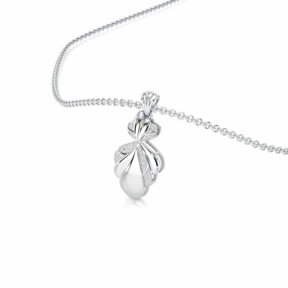 Sparkling Cascade Silver Pendant - White Gold - Image 2