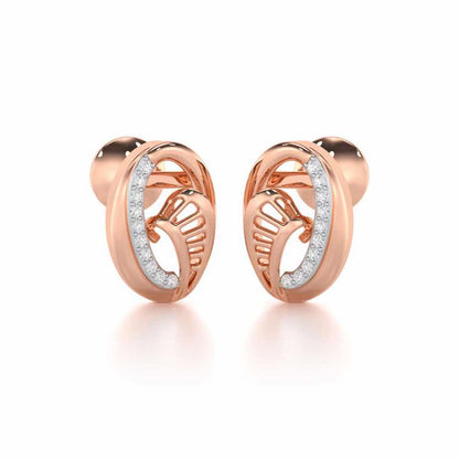 Sparkling Elegance Silver Earrings - Rose Gold - Image 2