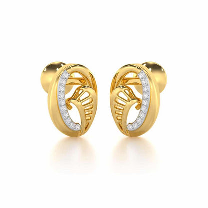 Sparkling Elegance Silver Earrings - Yellow Gold - Image 2