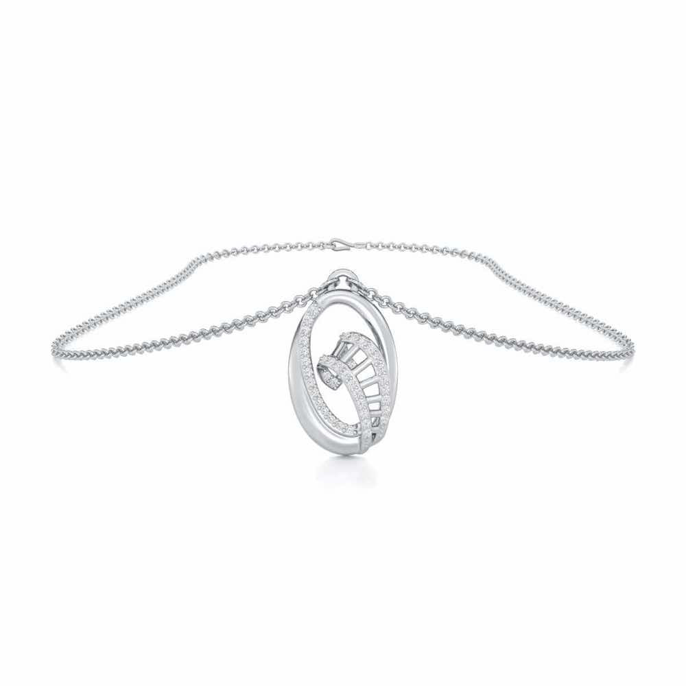Sparkling Elegance Silver Pendant - White Gold - Image 3
