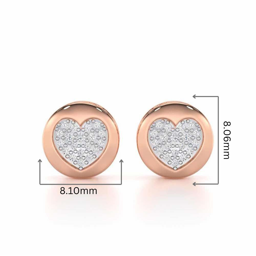 Sparkling Hearts Silver Stud Earrings - Rose Gold - Image 2