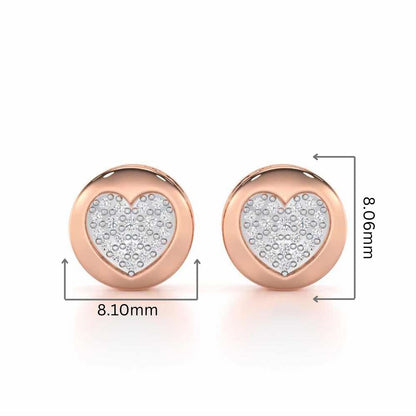 Sparkling Hearts Silver Stud Earrings - Rose Gold - Image 2