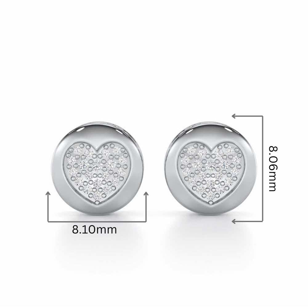 Sparkling Hearts Silver Stud Earrings - White Gold - Image 2