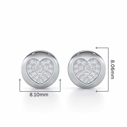 Sparkling Hearts Silver Stud Earrings - White Gold - Image 2