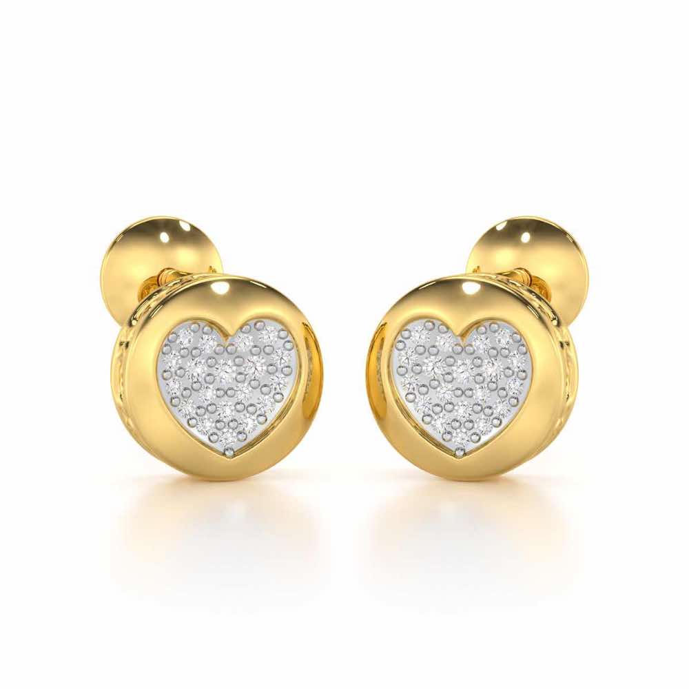 Sparkling Hearts Silver Stud Earrings - Yellow Gold - Image 1