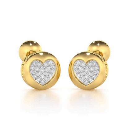 Sparkling Hearts Silver Stud Earrings - Yellow Gold - Image 1