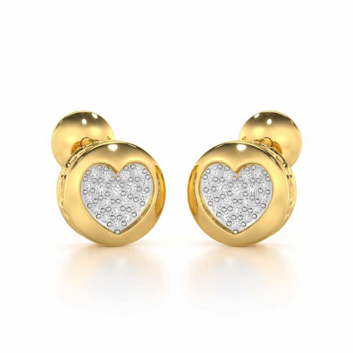 Sparkling Hearts Silver Stud Earrings - Yellow Gold - Image 1