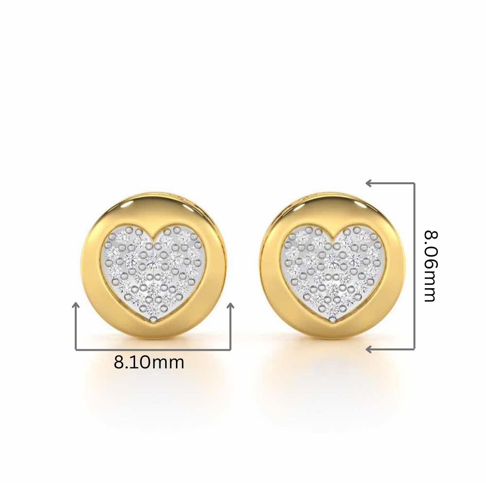 Sparkling Hearts Silver Stud Earrings - Yellow Gold - Image 2
