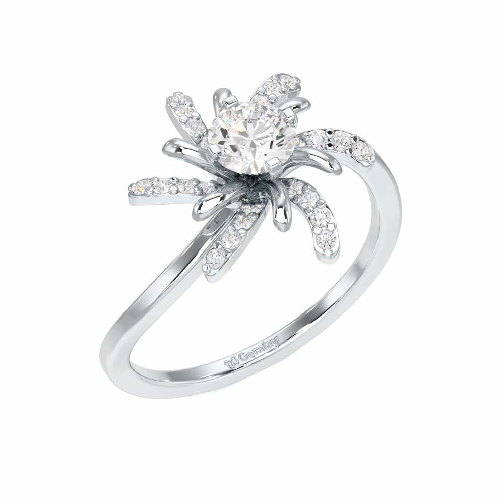 Sparkling Orchid Solitaire Ring - White Gold - Image 1