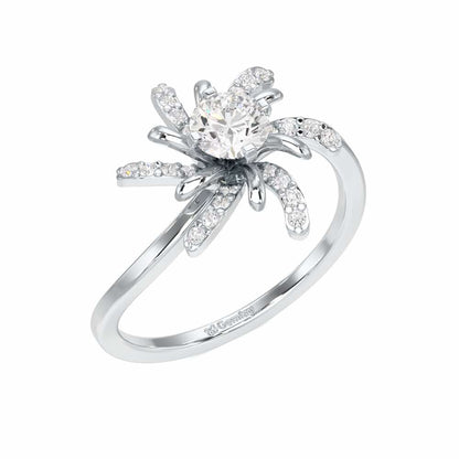 Sparkling Orchid Solitaire Ring - White Gold - Image 1