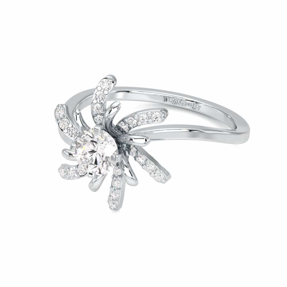Sparkling Orchid Solitaire Ring - White Gold - Image 2