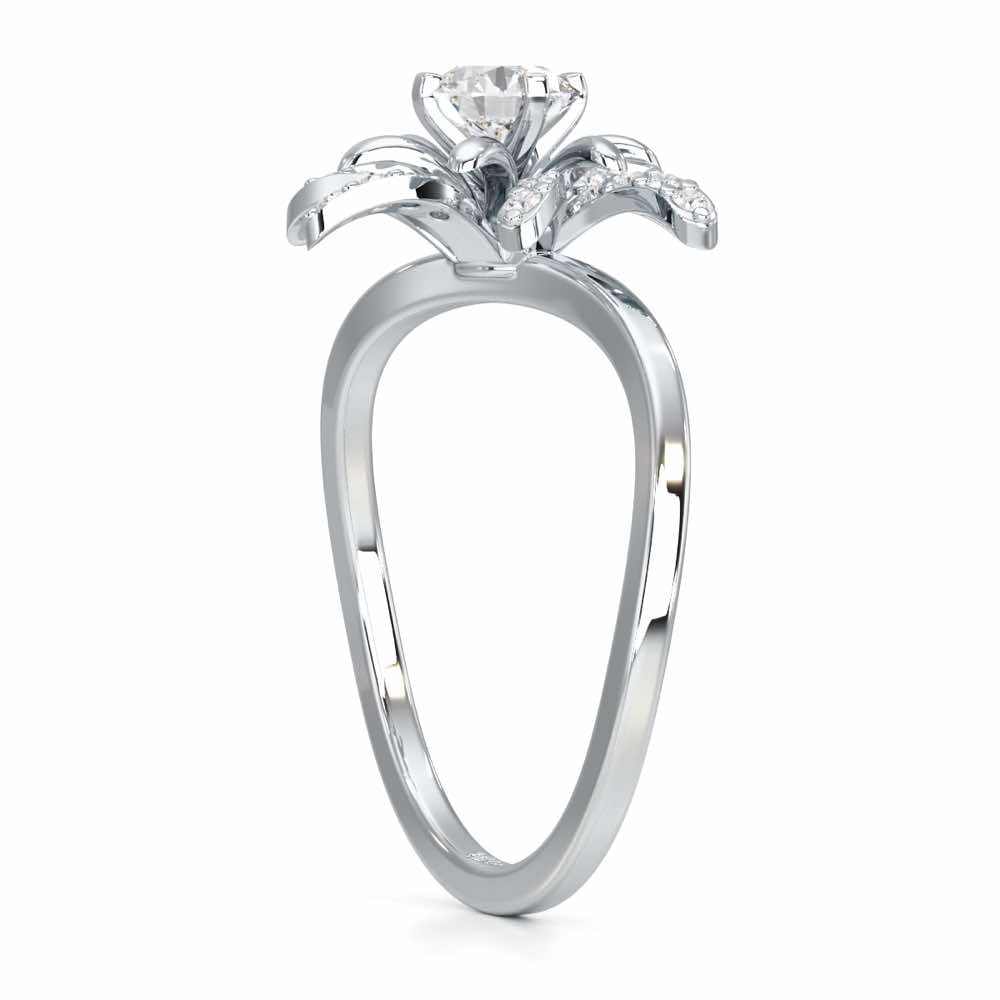 Sparkling Orchid Solitaire Ring - White Gold - Image 3