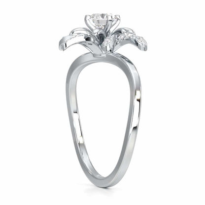 Sparkling Orchid Solitaire Ring - White Gold - Image 3
